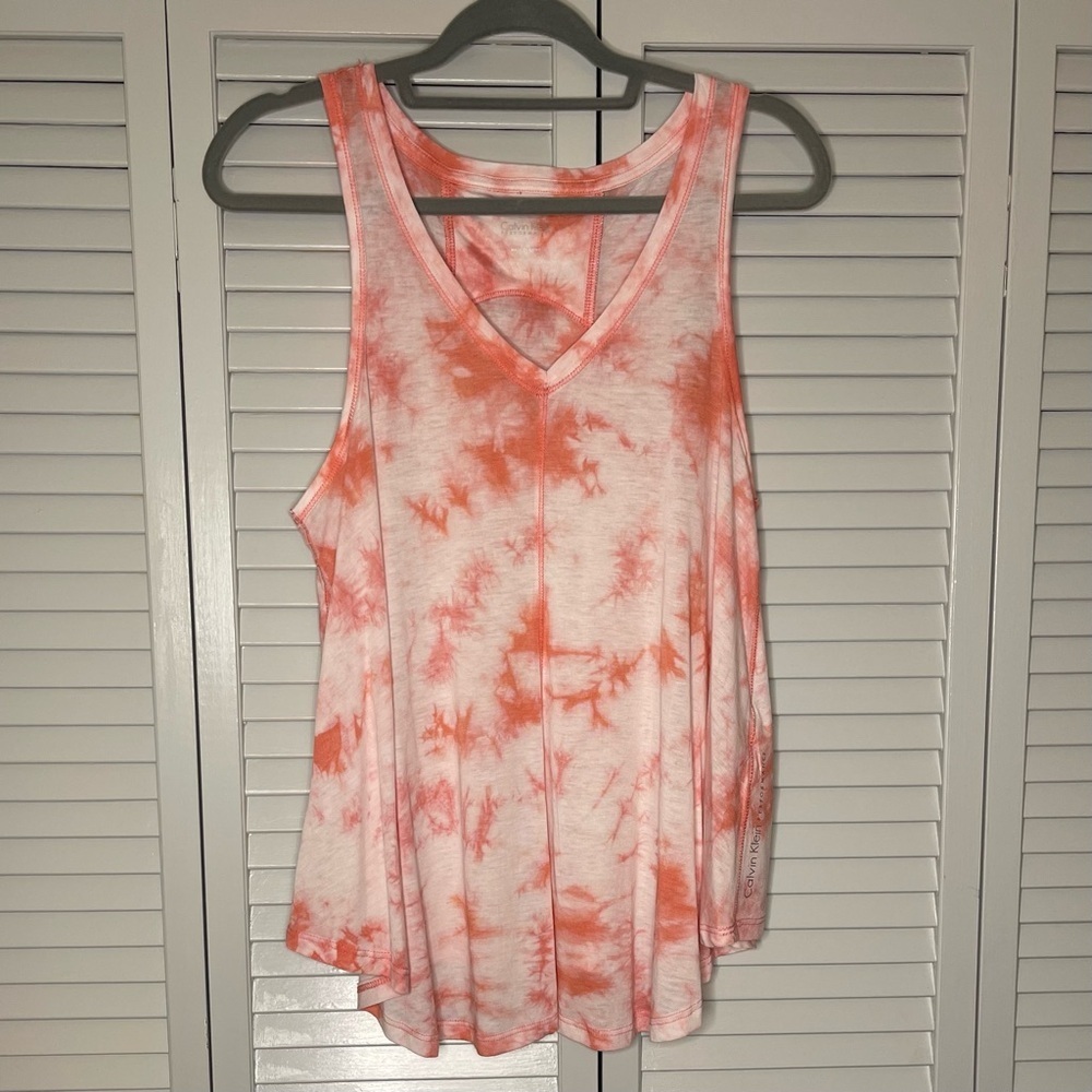 Calvin Klein Pink Sleeveless Relaxed Tie Front Tank Top